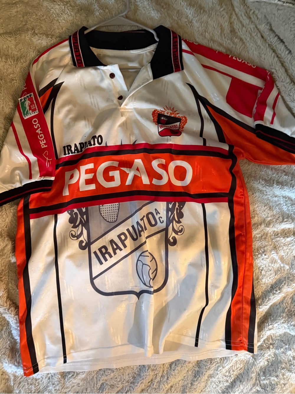 Mens Soccer Jersey in White and Orange